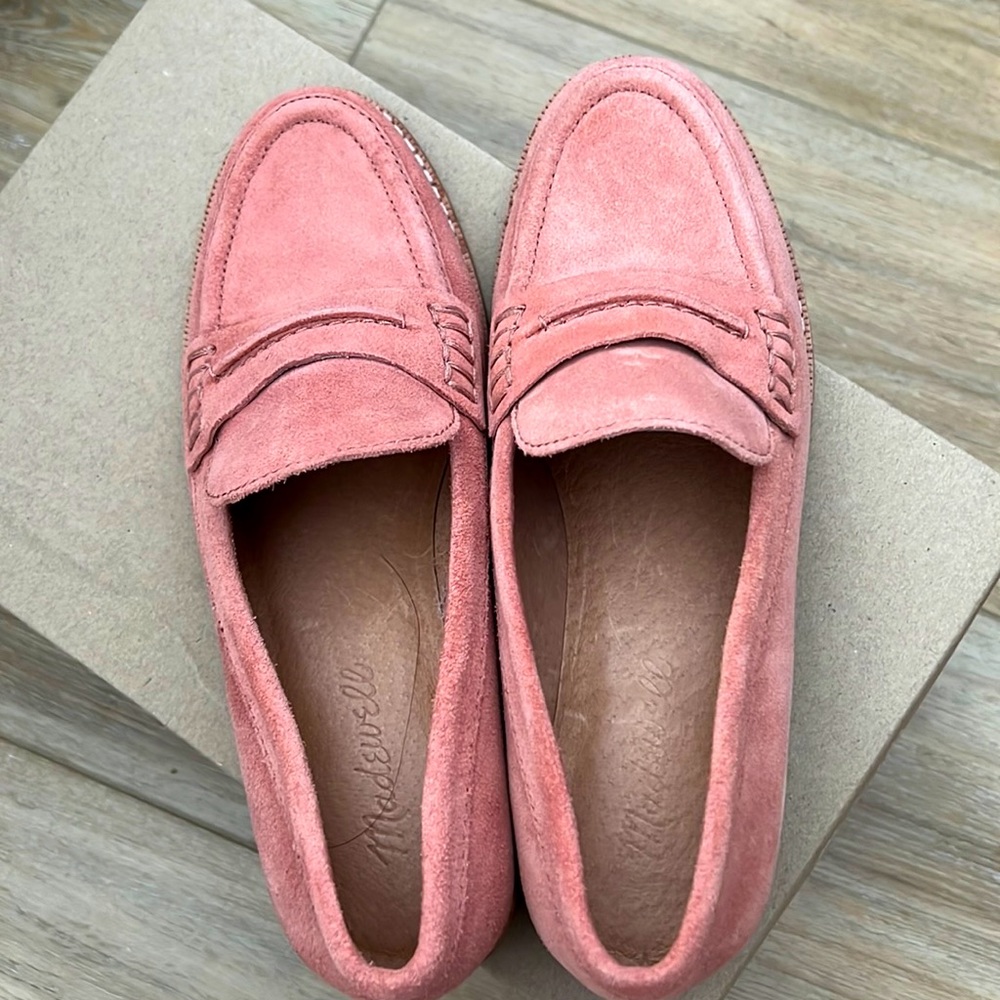 Madewell pink suede loafers